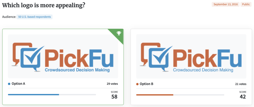 PickFu poll of a PickFu logo variation
