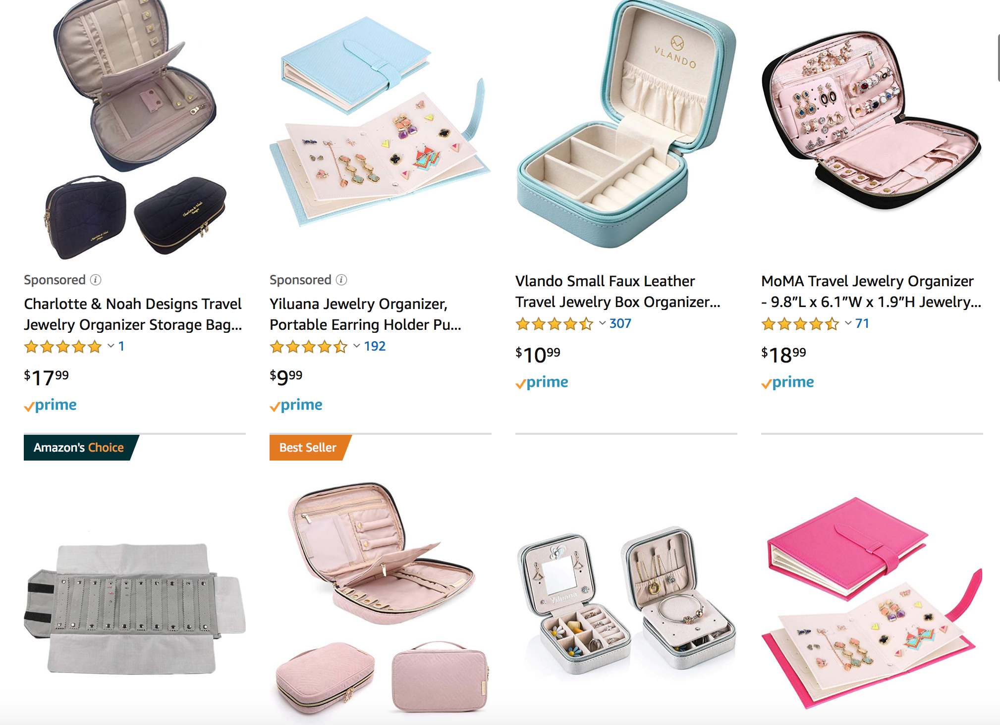 Amazon listing optimization: first page of Amazon search results for jewelry kit