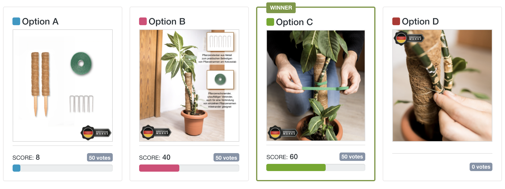 Which One Won: first set of gardening products image test options