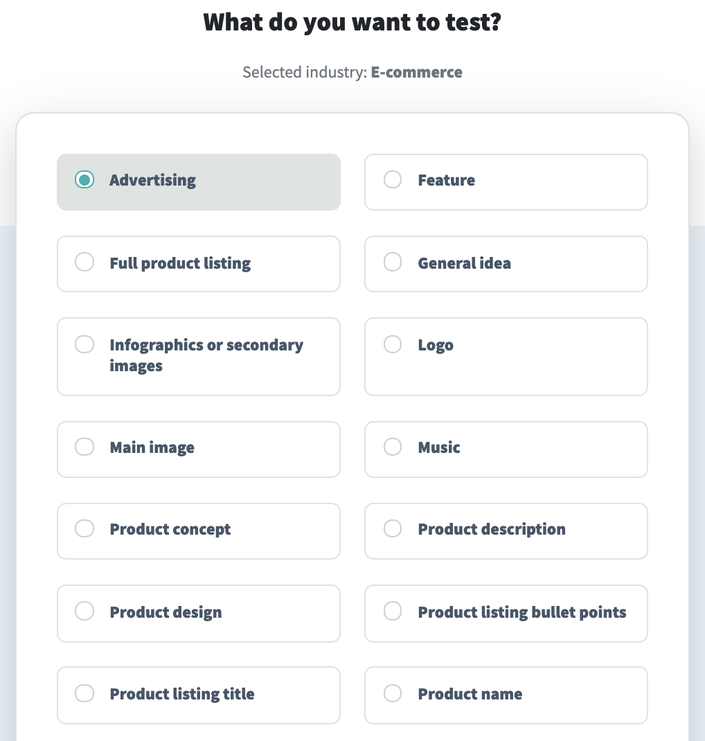 Screenshot of the PickFu poll builder to test advertising assets.