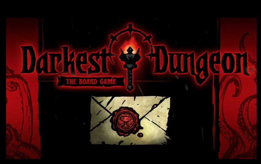 An image showing the red-and-black cover for the Darkest Dungeon board game.