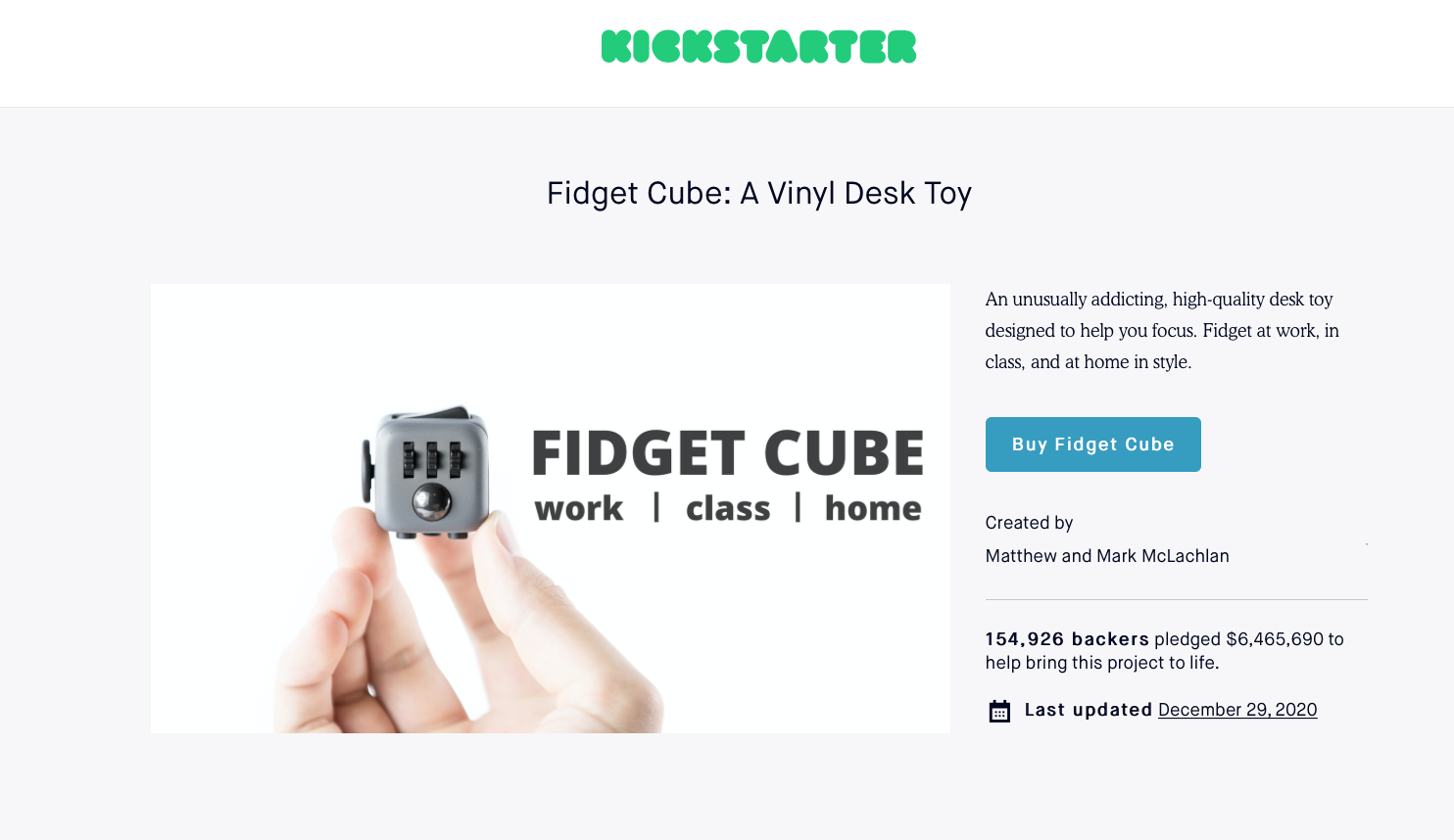 Kickstarter advertising and marketing: Fidget Cube was a huge crowdfunding success story