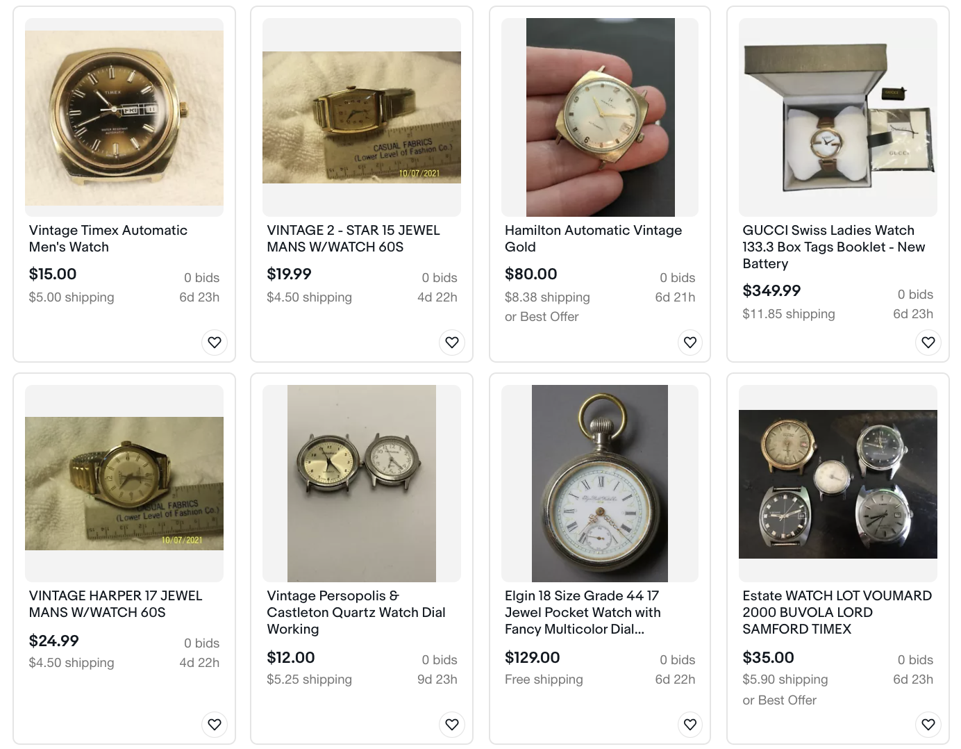 Top tips to selling on eBay: search results for vintage watches 