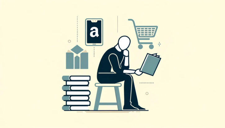 an-author-characature-trying-to-sell-books-on-amazon