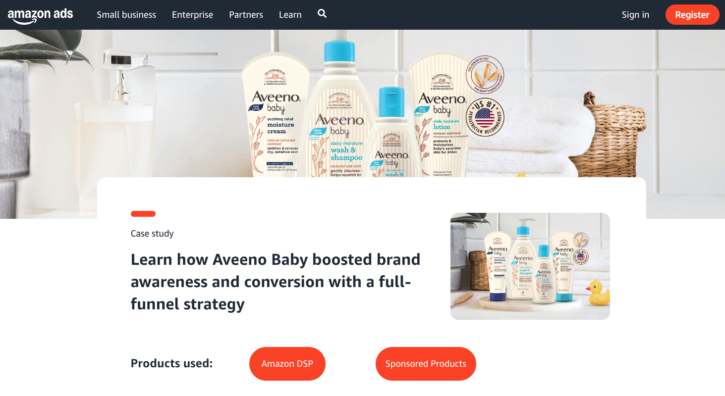 Screenshot-from-Amazon-sponsored-case-studies-aveeno-lotion-above-the-fold